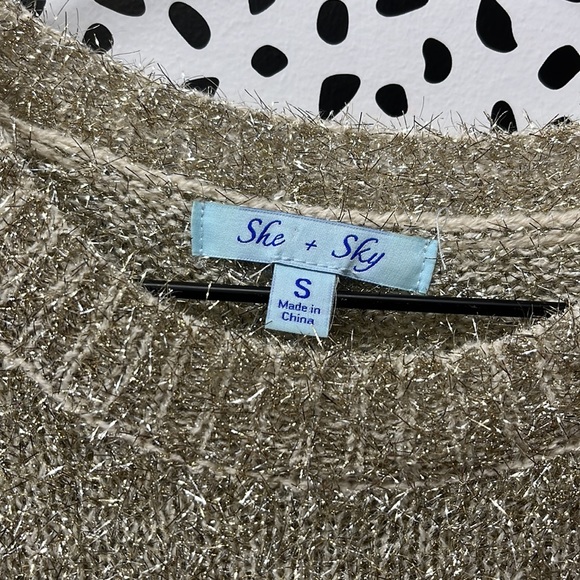 She + Sky Metallic Sparkly Oversized Sweater - Picture 4 of 5